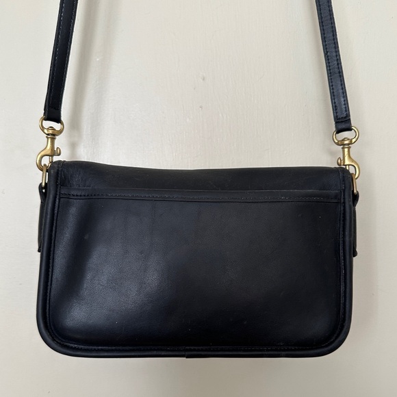 Vintage Black Leather Coach Penny Crossbody Purse - Picture 4 of 15